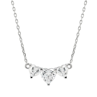 Three Stone Heart Shape Diamond Moissanite Necklace