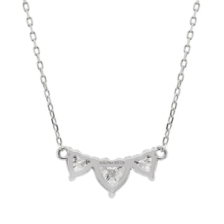 Three Stone Heart Shape Diamond Moissanite Necklace