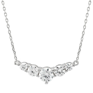Five Stone Round Shaped Diamond Moissanite Necklace For Women