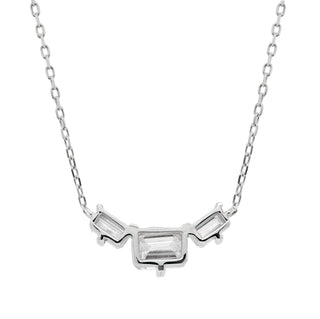 Three Stone Emerald Cut Diamond Moissanite Necklace