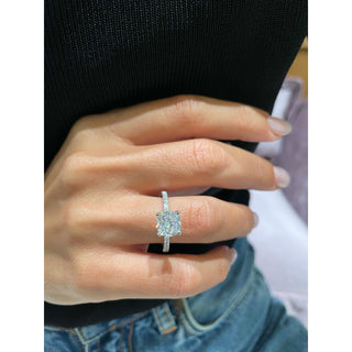 2.5 CT Cushion Cut Moissanite Diamond Pave Engagement Ring