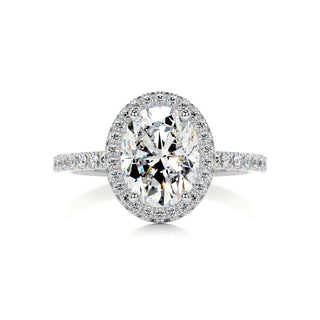 2.15ct Oval Cut Halo Moissanite Diamond Engagement Ring