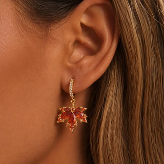 Maple Leaf Drop Earrings in 925 silver, 10K/14K/18K gold, platinum - Autumn gift for her