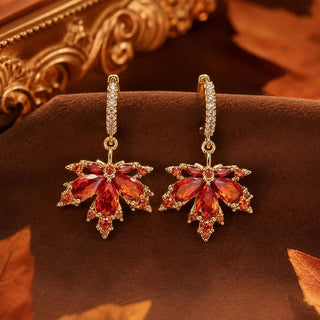 Maple Leaf Drop Earrings - Thanksgiving lab grown moissanite jewelry