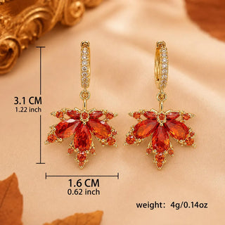 Maple Leaf Drop Earrings in 925 silver, 10K/14K/18K gold, platinum - Autumn gift for her