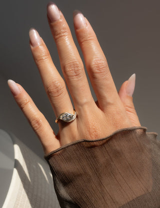 0.50CT-1.50CT Marquise Cut Moissanite Pave Engagement Ring With Matching Curved Band