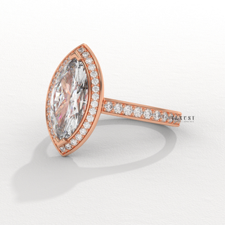 Marquise Cut Engagement Ring,Marquise Pavé Engagement Ring,Diamond Engagement Ring
