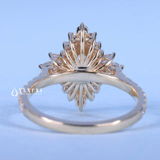 1.0CT Marquise Moissanite Diamond Halo Cluster Vintage Style Engagement Ring