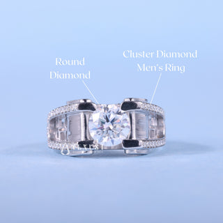 1.0CT Round Cut Cluster Moissanite Diamond Men's Wedding Rings
