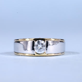1.0CT Round Cut Two Tone Solitaire Men's Wedding Rings