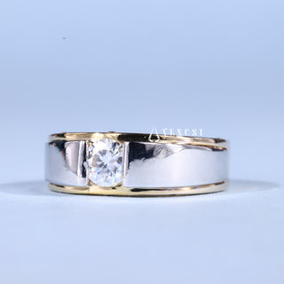 1.0CT Round Cut Two Tone Solitaire Men's Wedding Rings