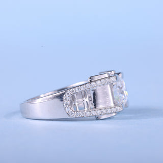 1.0CT Round Cut Cluster Moissanite Diamond Men's Wedding Rings