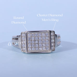 0.70CT Round Cut Halo Cluster Diamond Men's Engagement Rings