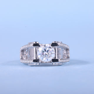 1.0CT Round Cut Cluster Moissanite Diamond Men's Wedding Rings