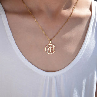 Gold Geometric Circle Necklace - Christmas lab grown moissanite jewelry