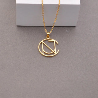 Gold Geometric Circle Necklace in 925 silver, 10K/14K/18K gold - Mother's Day gift for her