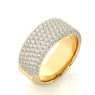 Micro Round Cut Pave Moissanite Men's Wedding Band Yellow Gold