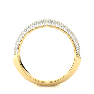 Micro Round Cut Pave Moissanite Men's Wedding Band Yellow Gold