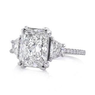 Moissanite Bridal Ring,Three Stone Engagement Ring, Radiant Cut Moissanite Engagement Ring, Pave Engagement Ring