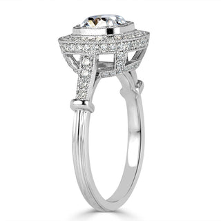 Moissanite Cushion cut engagement ring,old mine cut moissanite ring, cushion halo engagement ring, 2ct moissanite ring 