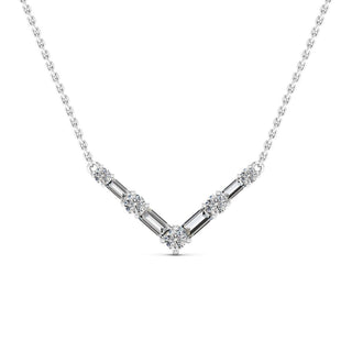 Round Cut V Shape Diamond Vera Moissanite Necklace For Her