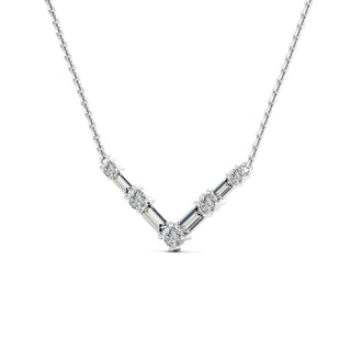 Round Cut V Shape Diamond Vera Moissanite Necklace For Her