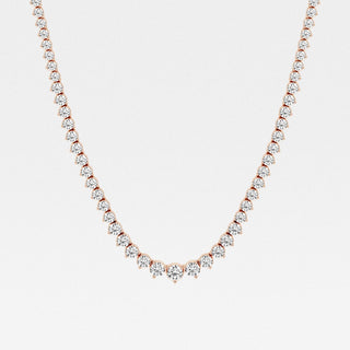 Round Cut Moissanite Riviera Diamond Tennis Necklace In White Gold