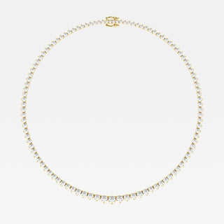 Round Cut Moissanite Riviera Diamond Tennis Necklace In White Gold