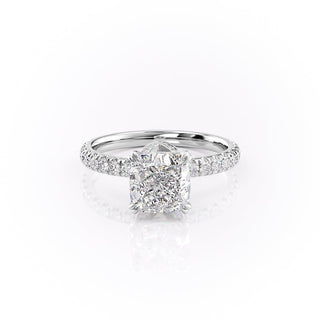 2.15CT Cushion Cut Pave Moissanite Engagement Ring