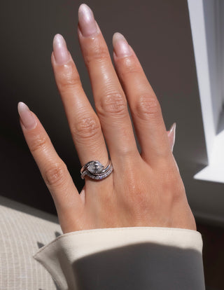 1.0CT-2.0CT Oval East West Moissanite Diamond Unique Engagement Fashion Rings With Matching Band