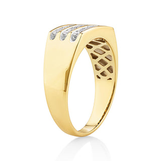 Round Cut Channel Moissanite Men's Wedding Band In Yellow Gold