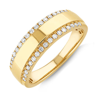 Two Row with 0.7ct  Diamonds Moissanite Men's Wedding Band In Yellow Gold