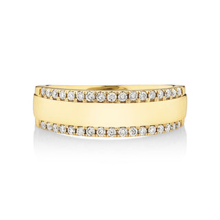 Two Row with 0.7ct  Diamonds Moissanite Men's Wedding Band In Yellow Gold