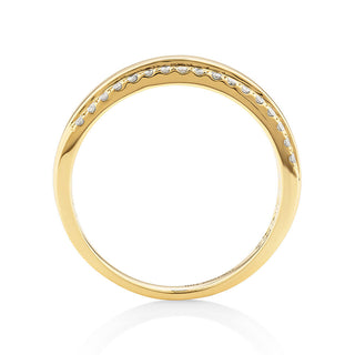 Two Row with 0.7ct  Diamonds Moissanite Men's Wedding Band In Yellow Gold