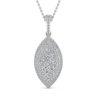 1.15CT Round Cut Diamond Moissanite Leaf Necklace In White Gold