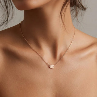 Gold Pumpkin Choker Necklace - Halloween lab grown moissanite jewelry