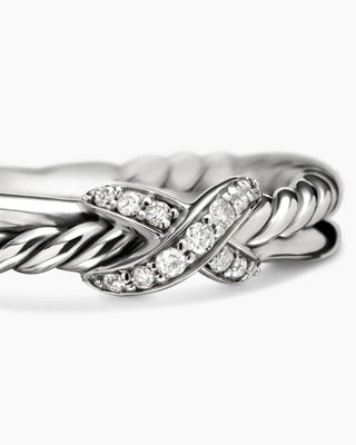 0.06 TCW Vintage Round Twisted X Moissanite Diamond Wedding Band