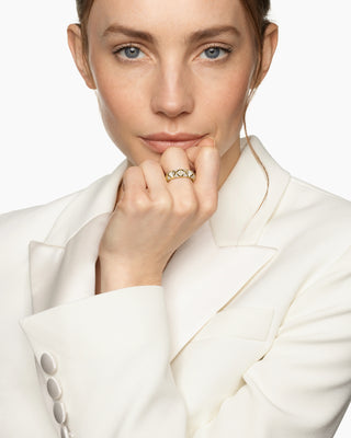 0.44 TCW Round Cut Pyramid Shape Moissanite Diamond Wedding Band