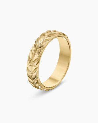 Nature Inspired Leaf Shape Gold Metal Plain Wedding Band For Men & Women