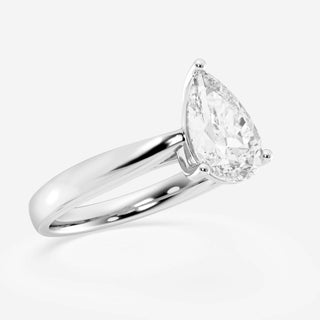 1.0CT Pear Cut Moissanite Trellis Solitaire Diamond Engagement Ring