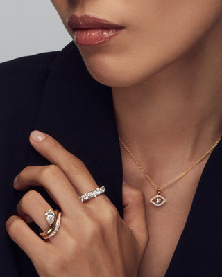 2.0ct Pear Moissanite Diamond Channel Pave Unique Engagement Ring With Matching Band