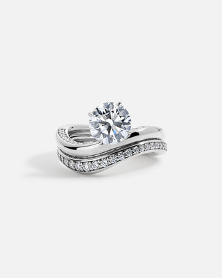 2.0ct Round Moissanite Diamond Channel Pave Unique Engagement Ring With Matching Band