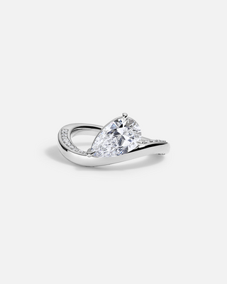 2.0ct Pear Moissanite Diamond Channel Pave Unique Engagement Ring With Matching Band