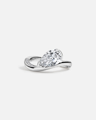 2.0ct Pear Half Bezel Moissanite Diamond Channel Pave Engagement Ring With Matching Band