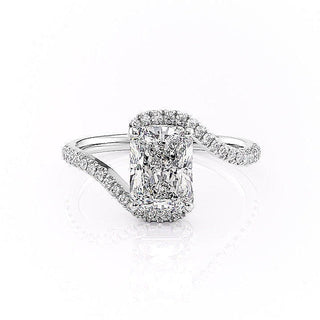 2.0 CT Radiant Cut Solitaire By Pass Setting Moissanite Engagement Ring