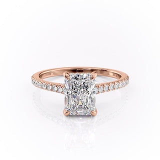 2.10 CT Radiant Cut Pave Setting Moissanite Engagement Ring