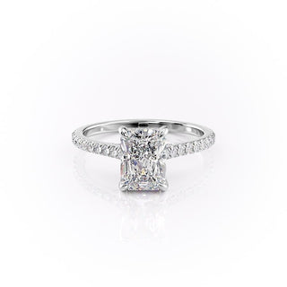 2.10 CT Radiant Cut Pave Setting Moissanite Engagement Ring