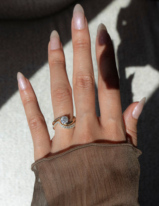 0.50CT-1.50CT Round Moissanite Diamond By Pass Engagement Dream Ring With Matching Band