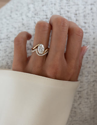 1.50CT-2.50CT Oval Moissanite Diamond Unique Tension Style Engagement Ring With Matching Band