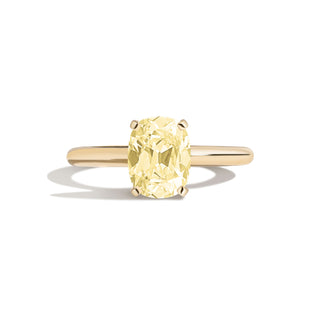 2.0CT Light Yellow Elongated Cushion Old Mine Cut Moissanite Diamond Solitaire Engagement Ring